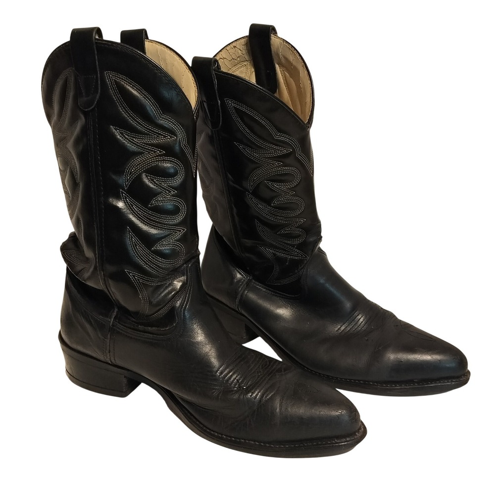 Iron Age Mens Black Leather Cowboy Boots Wide EE Size 11 Steel Toe Western